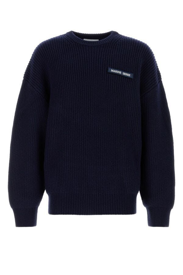 Marine Serre Navy Blue Wool Sweater Size US L / EU 52-54 / 3 - 3 Thumbnail