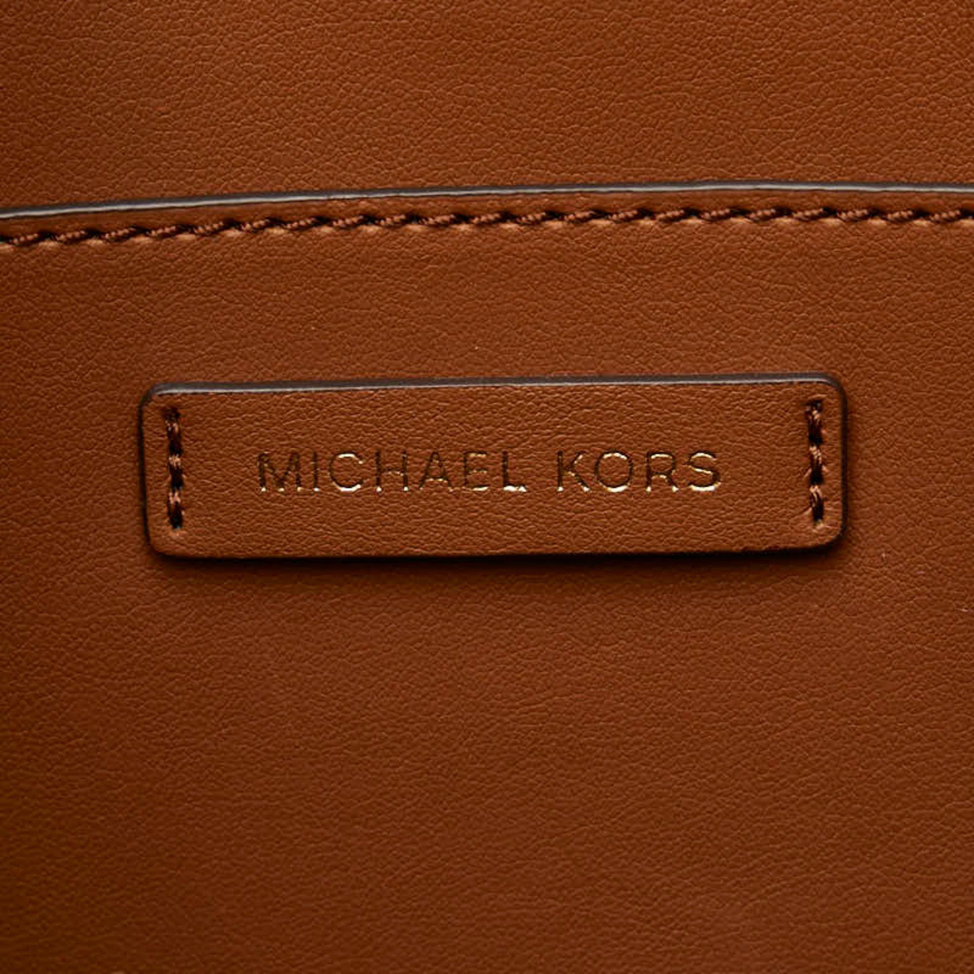 Michael Kors Michael Kors MK Monogram Handbag Shoulder Bag 35S2G6KS6B White Brown PVC Leather Women's Size ONE SIZE - 12 Thumbnail