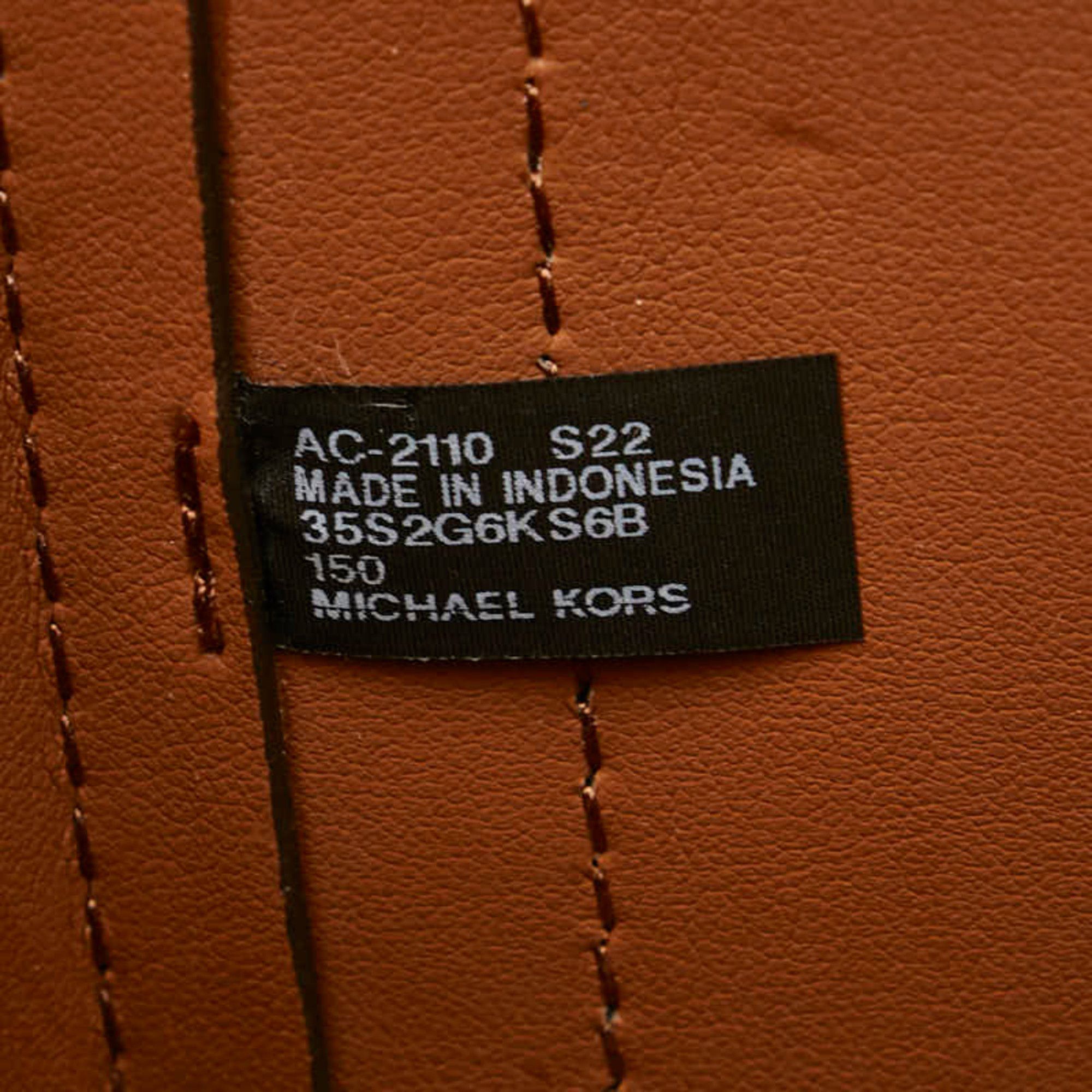 Michael Kors Michael Kors MK Monogram Handbag Shoulder Bag 35S2G6KS6B White Brown PVC Leather Women's Size ONE SIZE - 13 Thumbnail