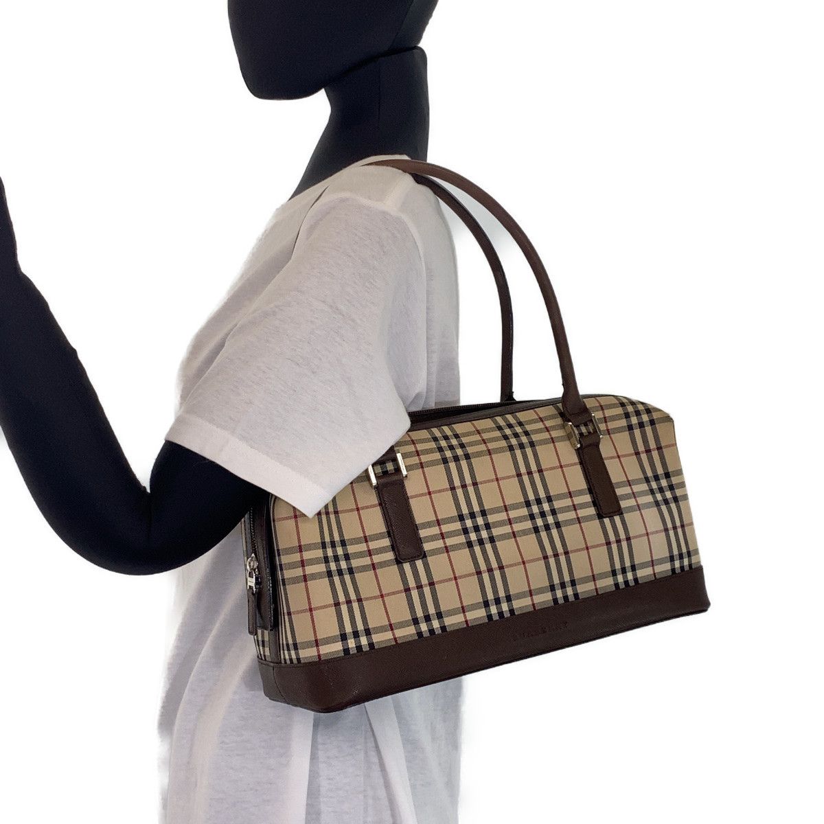 Burberry Burberry Burberry Brown Canvas Handbag Tote Bag Canvas Tote Bag in Very Good Condition Size ONE SIZE - 10 Thumbnail