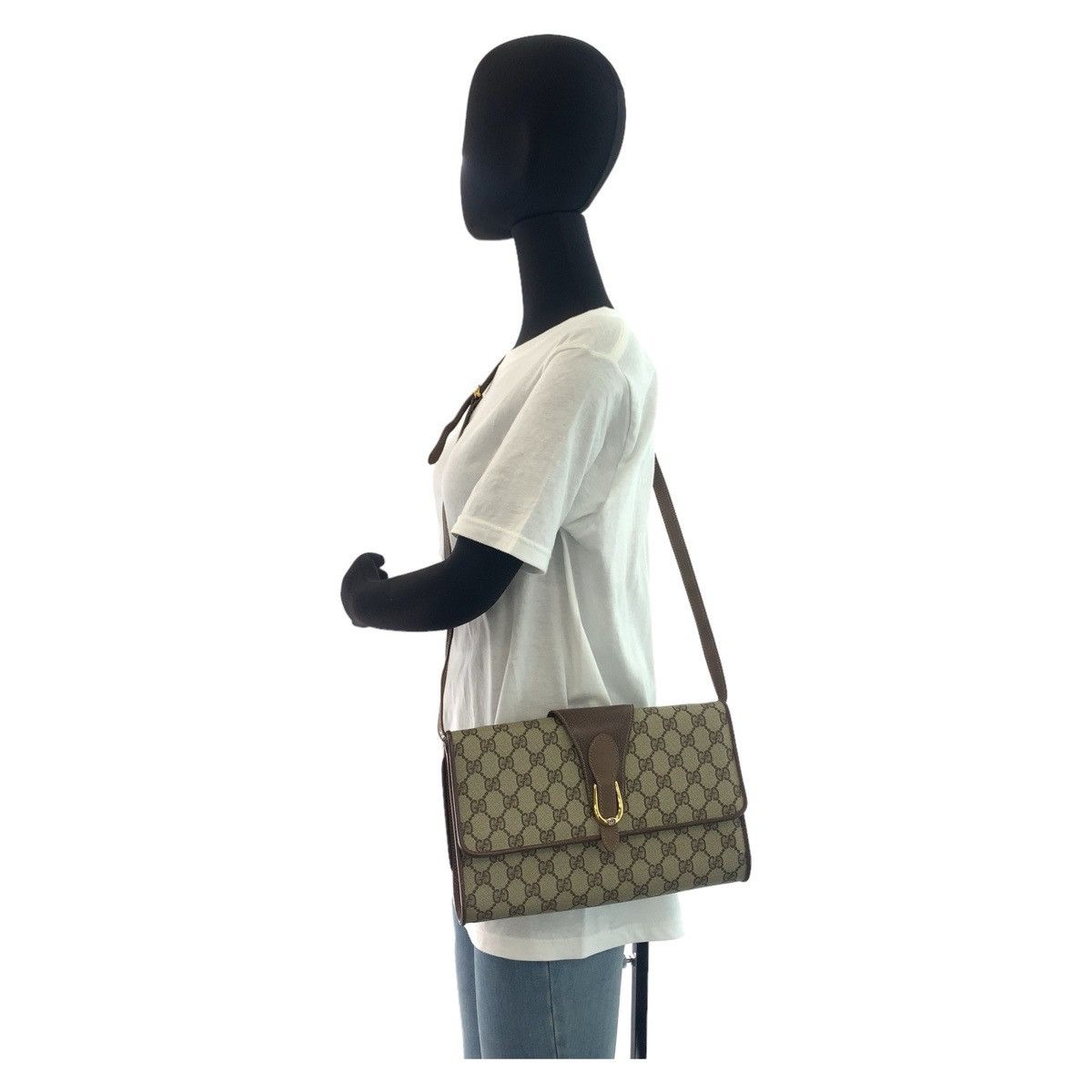 Gucci Gucci Gucci Old GG Pattern Beige Brown PVC Shoulder Bag Canvas Crossbody Bag 004865 in Very Good Condition Size ONE SIZE - 8 Thumbnail