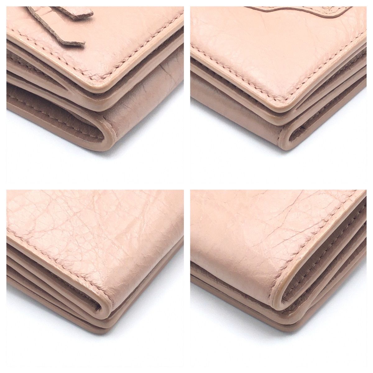 Balenciaga Balenciaga Balenciaga Classic Mini Wallet Pink Beige Lambskin Leather Short Wallet 477455-6345-Y-203437 in Very Good Condition Size ONE SIZE - 3 Thumbnail