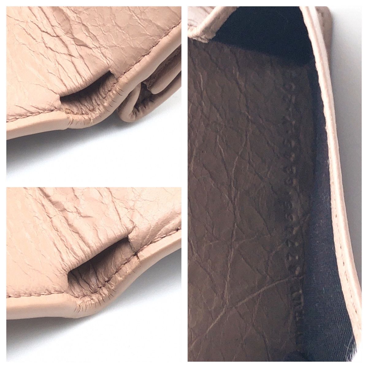 Balenciaga Balenciaga Balenciaga Classic Mini Wallet Pink Beige Lambskin Leather Short Wallet 477455-6345-Y-203437 in Very Good Condition Size ONE SIZE - 4 Thumbnail