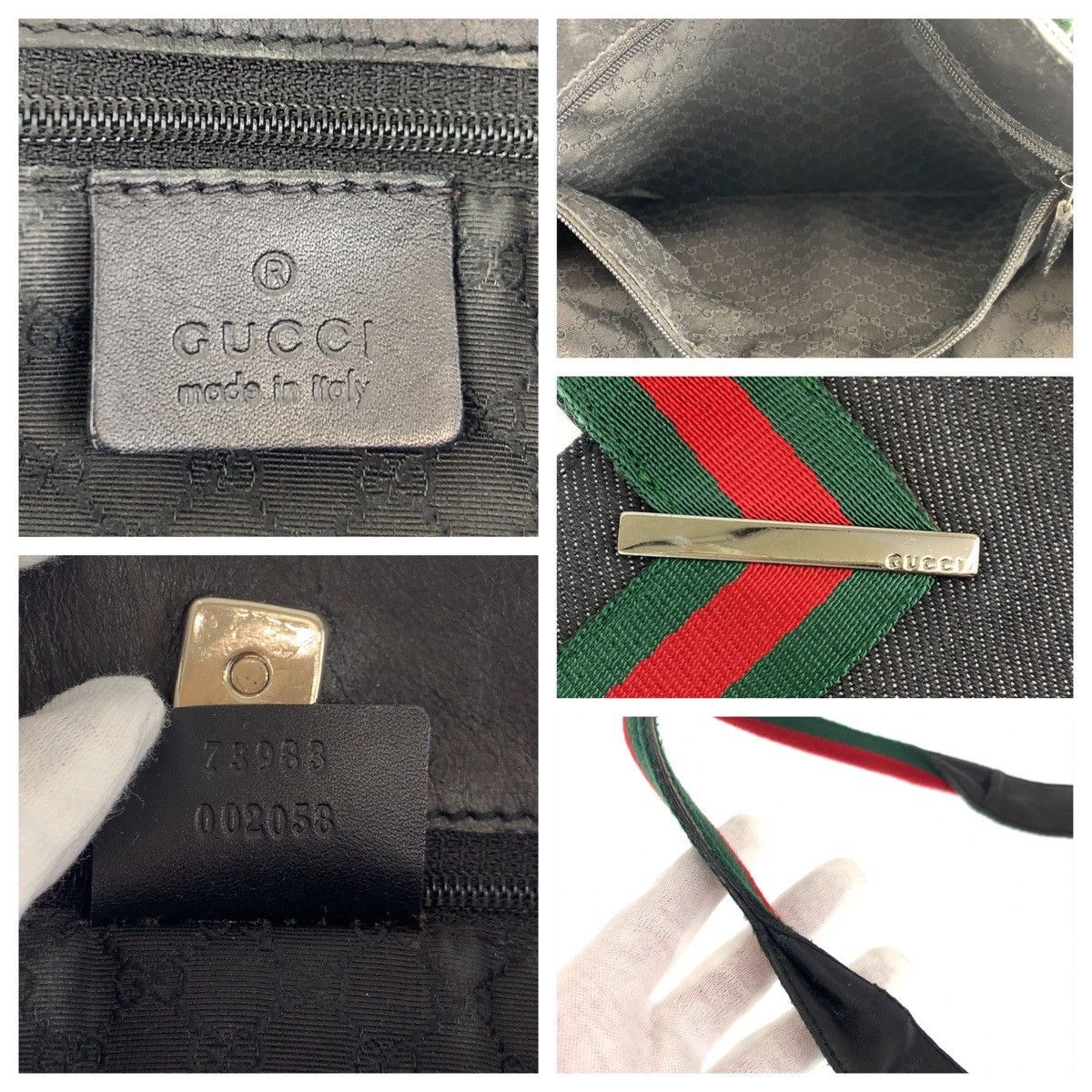 Gucci Gucci Gucci Canvas/Leather Handbag Tote 73983 Canvas Tote Bag 73983 in Very Good Condition Size ONE SIZE - 4 Thumbnail