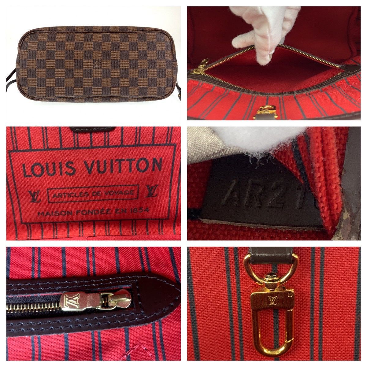 Louis Vuitton Louis Vuitton Louis Vuitton Damier Neverfull PM Tote Bag with Pouch N41359 Canvas Tote Bag N41359 in Very Good Condition Size ONE SIZE - 5 Thumbnail