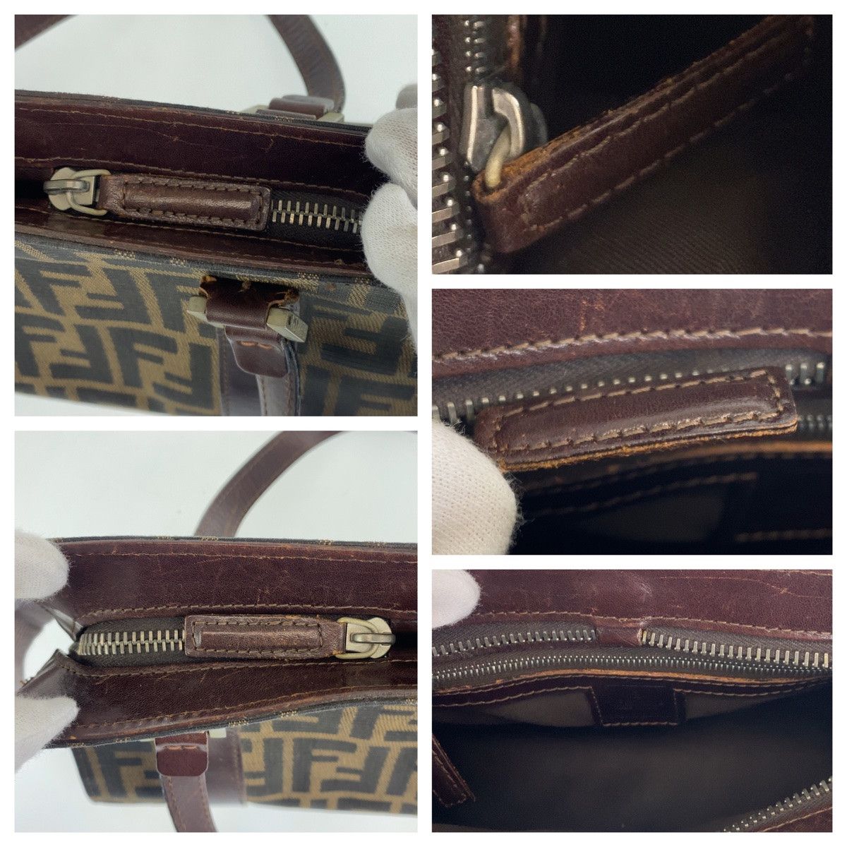 Fendi Fendi Fendi Zucca Canvas/Leather Handbag Tote 404321 Canvas Tote Bag 404321 in Very Good Condition Size ONE SIZE - 6 Thumbnail