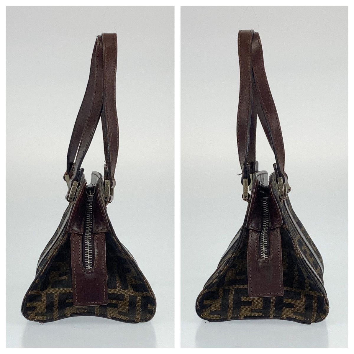 Fendi Fendi Fendi Zucca Canvas/Leather Handbag Tote 404321 Canvas Tote Bag 404321 in Very Good Condition Size ONE SIZE - 3 Thumbnail