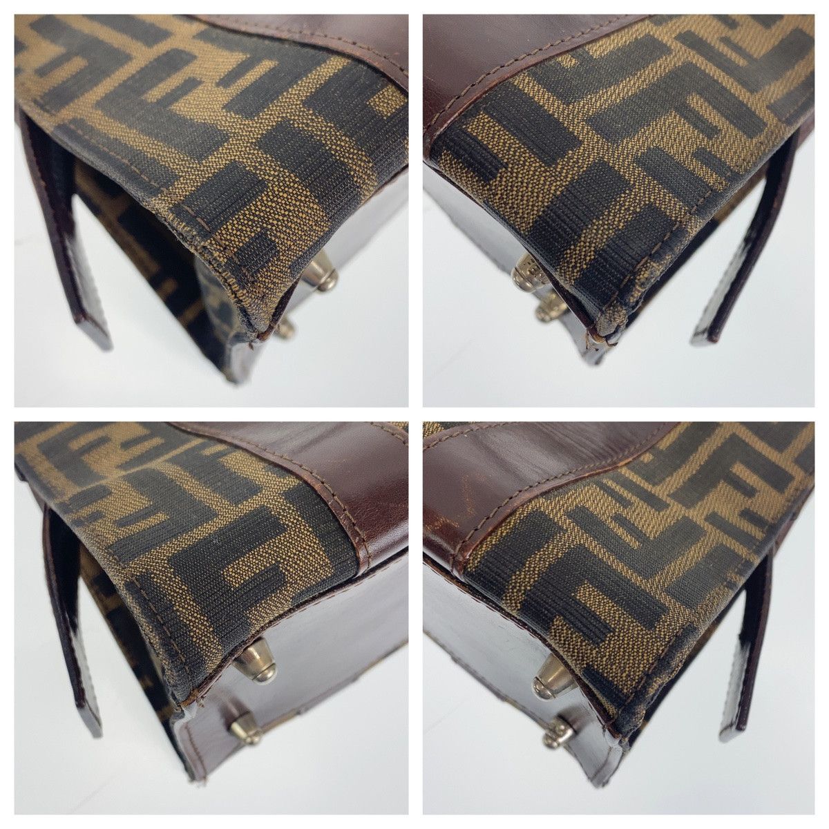 Fendi Fendi Fendi Zucca Canvas/Leather Handbag Tote 404321 Canvas Tote Bag 404321 in Very Good Condition Size ONE SIZE - 4 Thumbnail