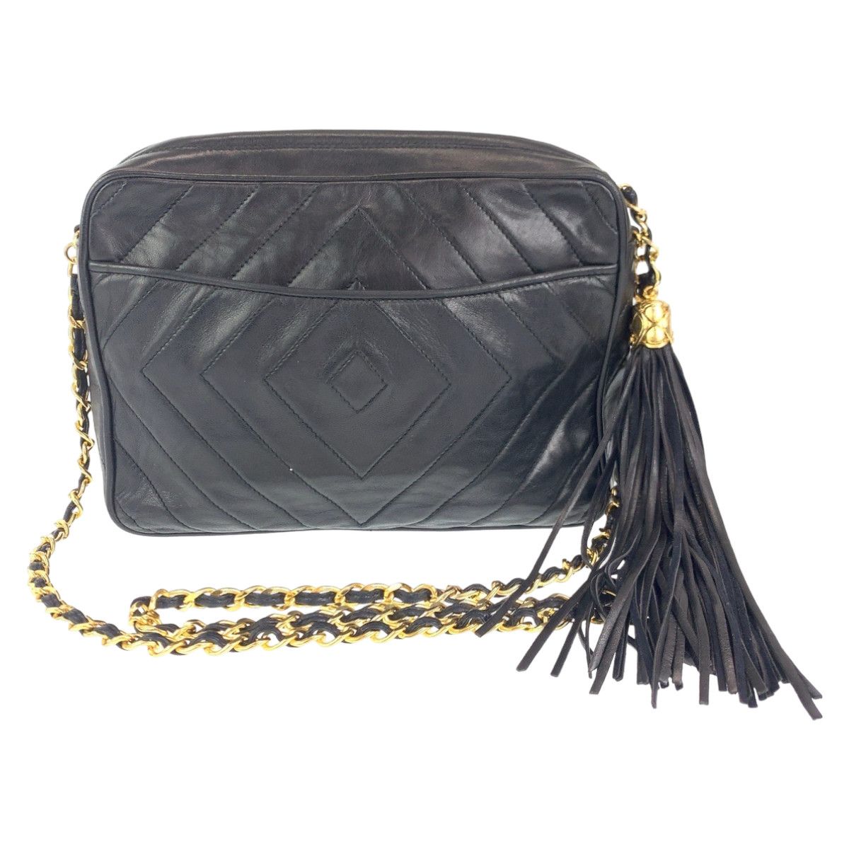 Chanel Chanel Chanel Vintage Lambskin Diamond Stitch Tassel Fringe Crossbody Bag Leather Crossbody Bag in Very Good Condition Size ONE SIZE - 2 Thumbnail