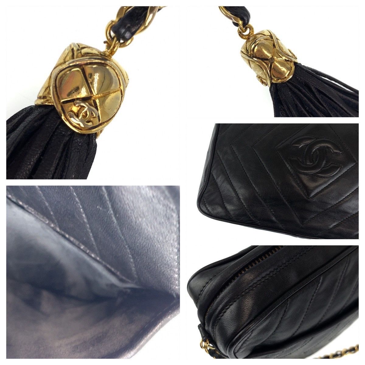 Chanel Chanel Chanel Vintage Lambskin Diamond Stitch Tassel Fringe Crossbody Bag Leather Crossbody Bag in Very Good Condition Size ONE SIZE - 5 Thumbnail