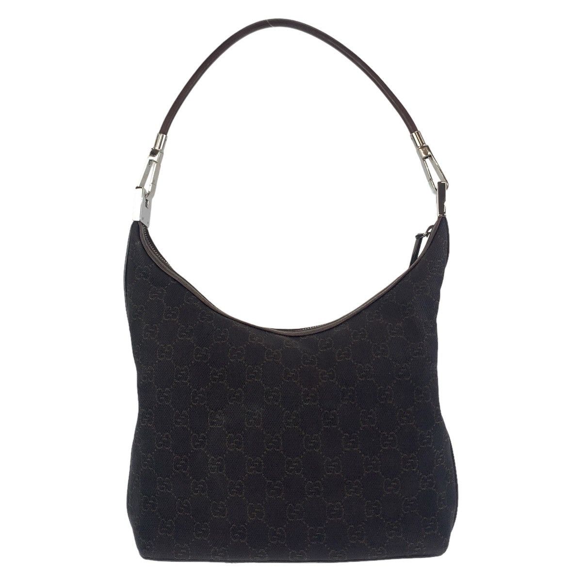 Gucci Gucci Gucci GG Canvas Shoulder Bag Black Silver Hardware Canvas Shoulder Bag 01234 in Very Good Condition Size ONE SIZE - 2 Thumbnail
