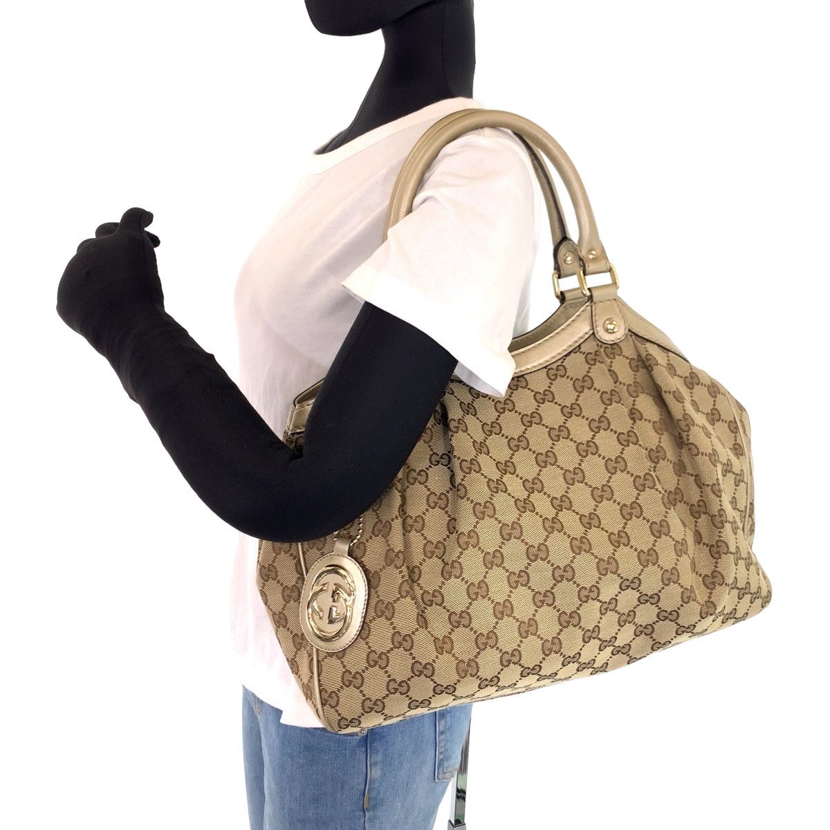 Gucci Gucci Gucci GG Canvas/Leather Sukey Tote Bag 211944 Canvas Tote Bag 211944 in Very Good Condition Size ONE SIZE - 7 Thumbnail