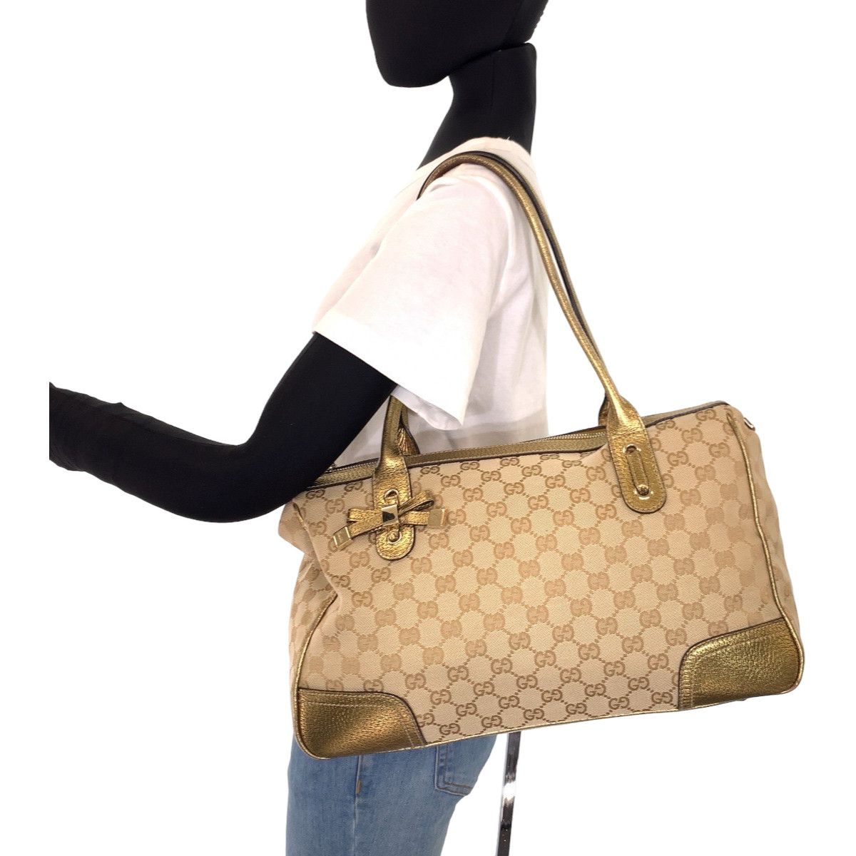 Gucci Gucci Gucci Princy GG Canvas/Leather Shoulder Tote Bag 177052 Canvas Tote Bag 177052 in Very Good Condition Size ONE SIZE - 7 Thumbnail