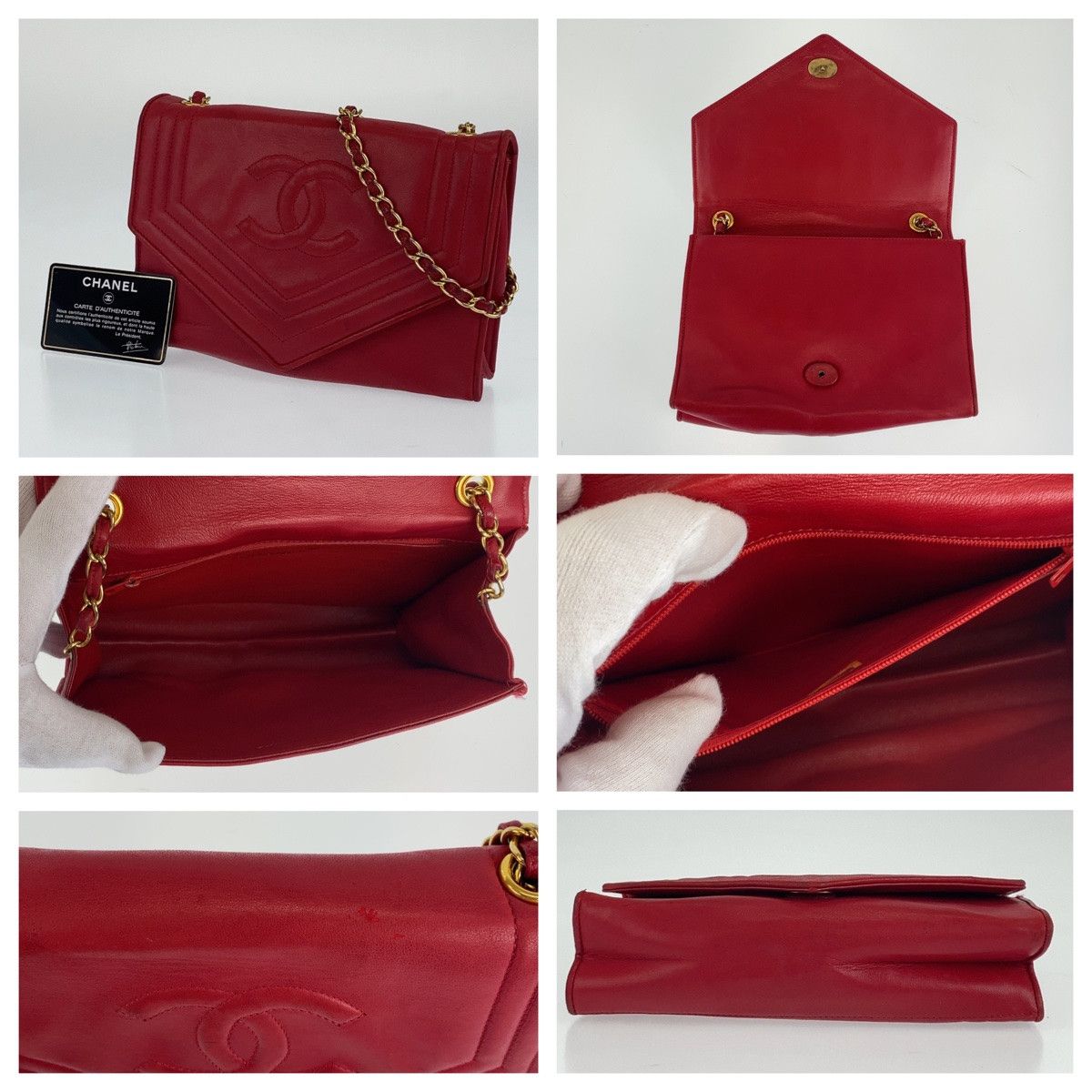 Chanel Chanel Chanel Vintage Lambskin Shoulder Bag Leather Crossbody Bag 04665 in Very Good Condition Size ONE SIZE - 5 Thumbnail