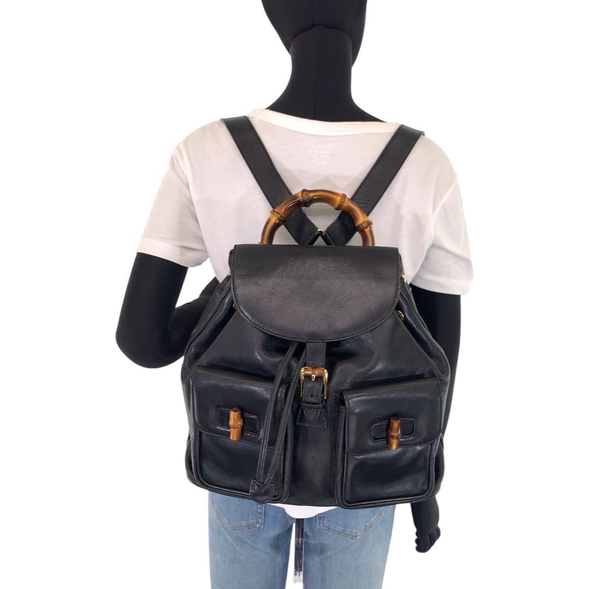 Gucci Gucci Gucci Vintage Bamboo Leather Backpack 003580016 Leather Backpack 003580016 in Very Good Condition Size ONE SIZE - 7 Thumbnail
