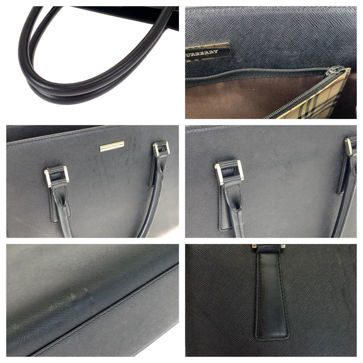 Burberry Burberry Burberry Leather Nova Check Handbag Tote Leather Tote Bag in Very Good Condition Size ONE SIZE - 5 Thumbnail