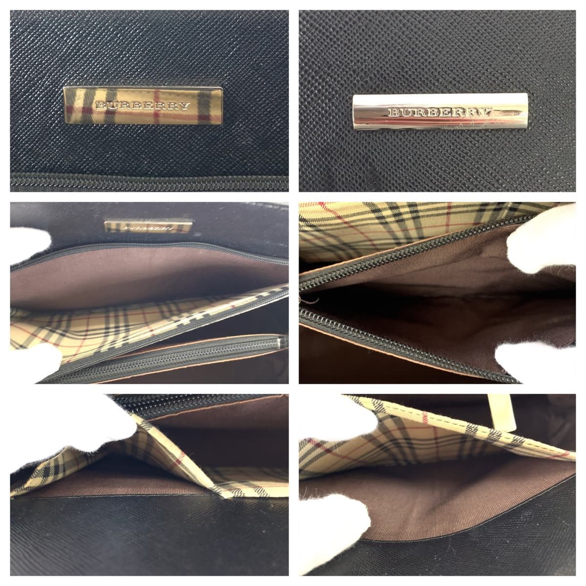 Burberry Burberry Burberry Leather Nova Check Handbag Tote Leather Tote Bag in Very Good Condition Size ONE SIZE - 4 Thumbnail