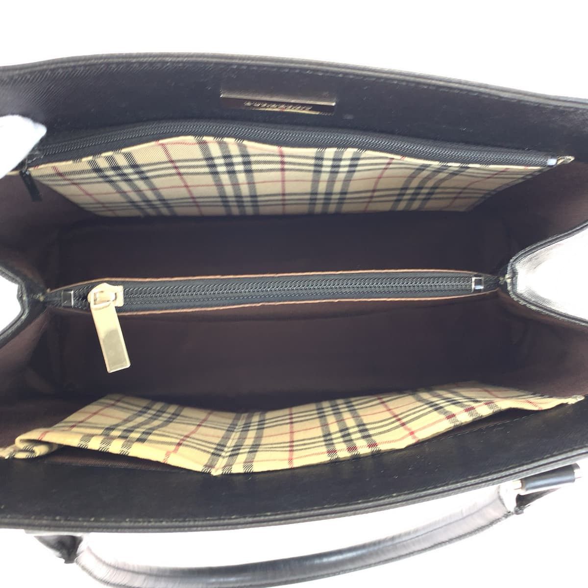 Burberry Burberry Burberry Leather Nova Check Handbag Tote Leather Tote Bag in Very Good Condition Size ONE SIZE - 9 Thumbnail