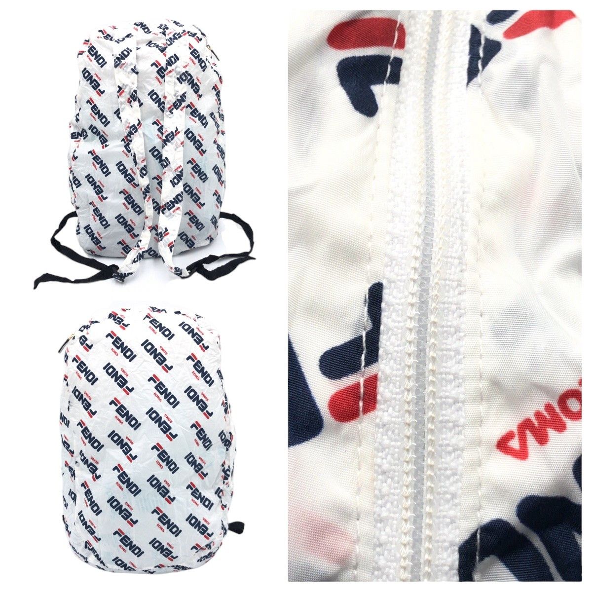 Fendi Fendi Fendi Nylon Backpack with Pouch, Unisex, White, FENDI FILA Collaboration Canvas Backpack 405209 in Very Good Condition Size ONE SIZE - 3 Thumbnail