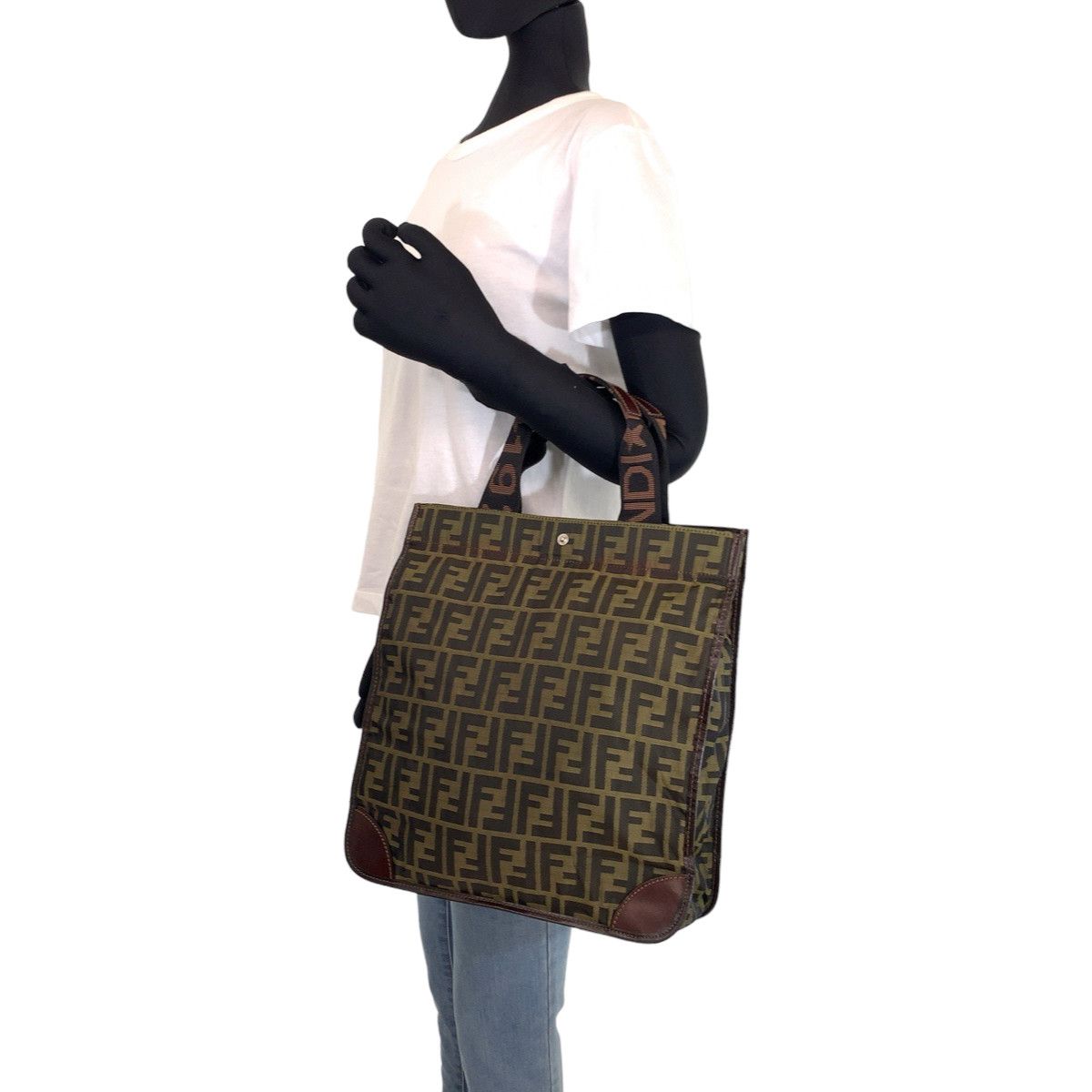 Fendi Fendi Fendi Zucca Canvas/Leather Tote Bag Canvas Tote Bag 24542655599 in Very Good Condition Size ONE SIZE - 7 Thumbnail
