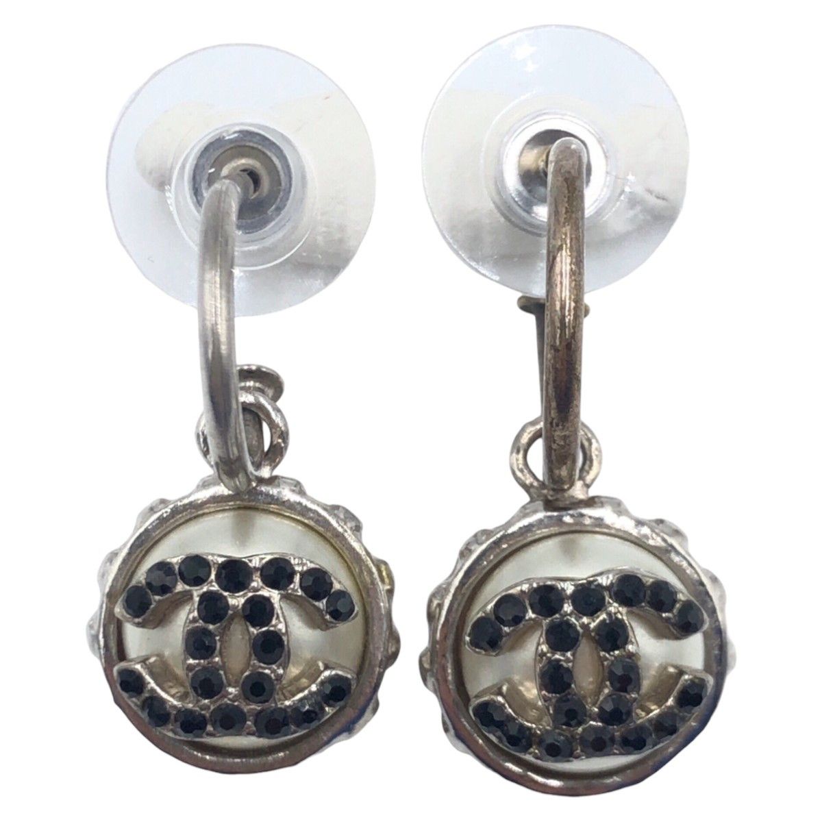 Chanel Chanel Chanel Rhinestone Coco Mark Faux Pearl Silver Metal Earrings Metal Earrings 405346 in Very Good Condition Size ONE SIZE - 2 Thumbnail