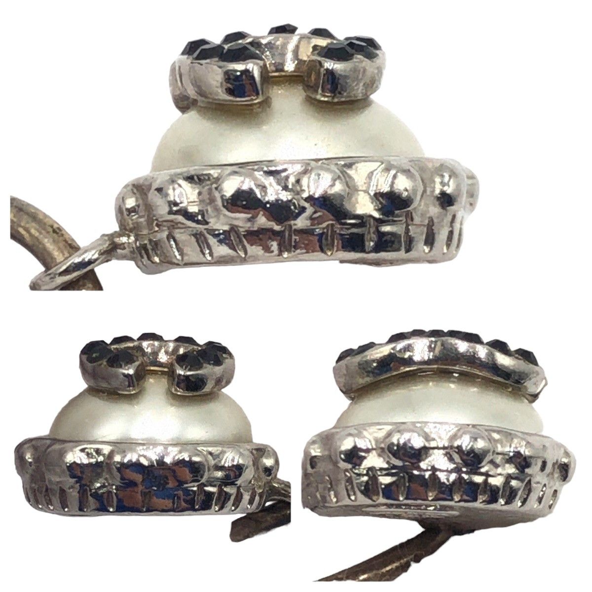 Chanel Chanel Chanel Rhinestone Coco Mark Faux Pearl Silver Metal Earrings Metal Earrings 405346 in Very Good Condition Size ONE SIZE - 5 Thumbnail
