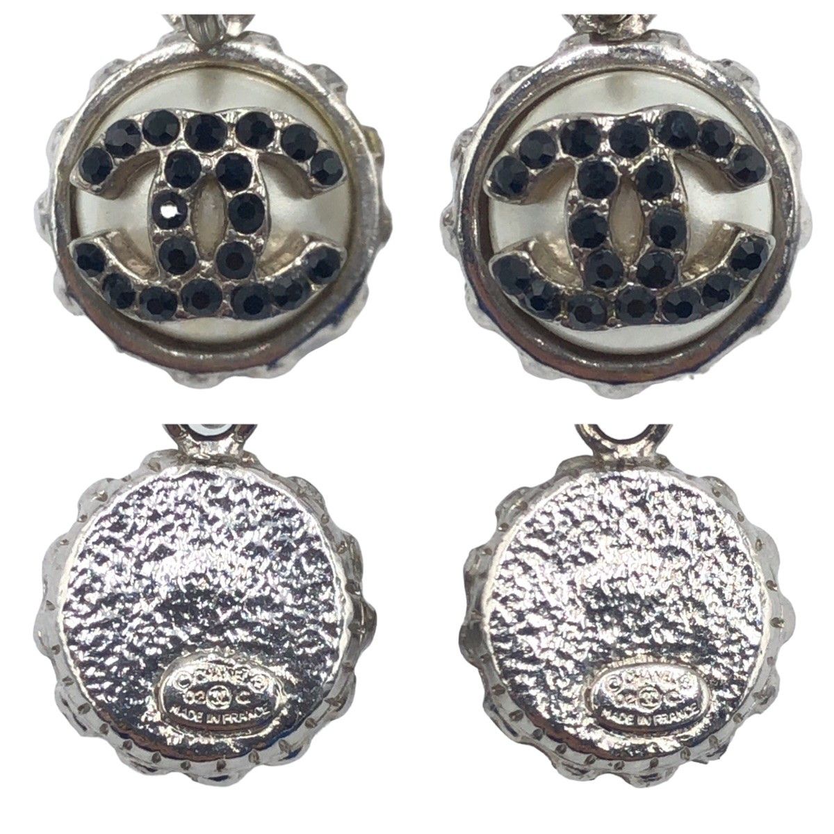 Chanel Chanel Chanel Rhinestone Coco Mark Faux Pearl Silver Metal Earrings Metal Earrings 405346 in Very Good Condition Size ONE SIZE - 3 Thumbnail