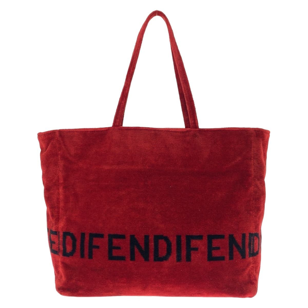 Fendi Fendi Fendi Vintage Red Corduroy Tote Bag 405454 Canvas Tote Bag 405454 in Very Good Condition Size ONE SIZE - 2 Thumbnail