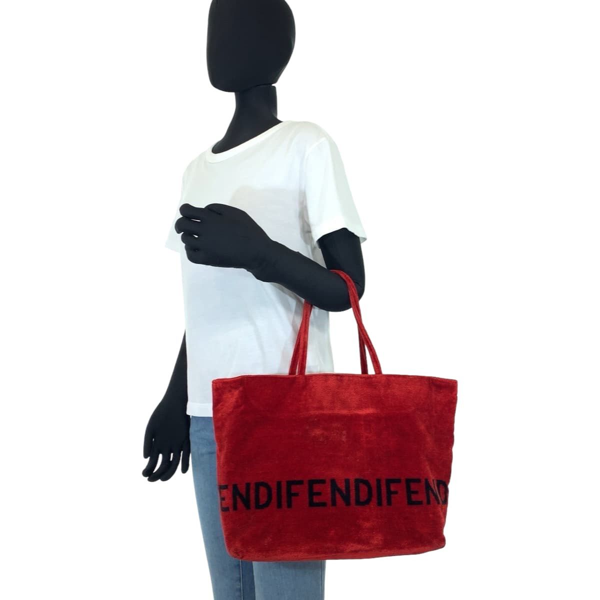 Fendi Fendi Fendi Vintage Red Corduroy Tote Bag 405454 Canvas Tote Bag 405454 in Very Good Condition Size ONE SIZE - 6 Thumbnail