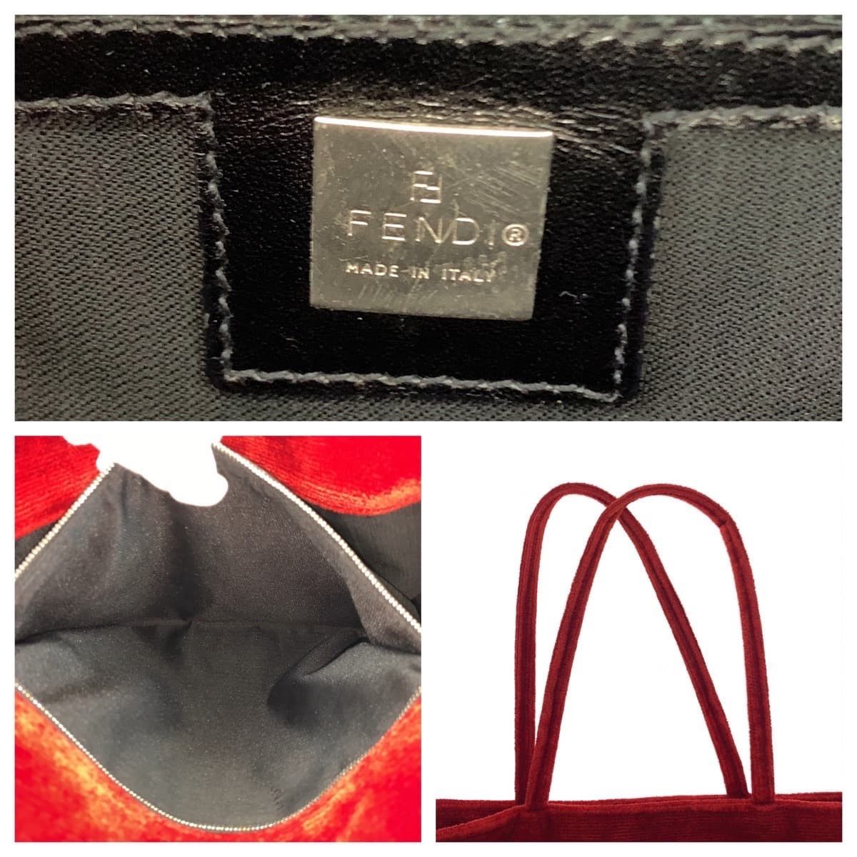 Fendi Fendi Fendi Vintage Red Corduroy Tote Bag 405454 Canvas Tote Bag 405454 in Very Good Condition Size ONE SIZE - 4 Thumbnail