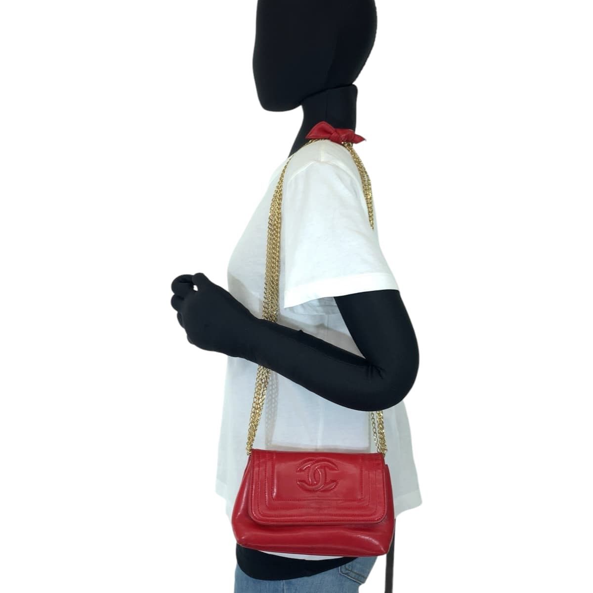 Chanel Chanel Chanel Vintage Mademoiselle Red Lambskin Shoulder Bag Leather Crossbody Bag 405453 in Very Good Condition Size ONE SIZE - 7 Thumbnail