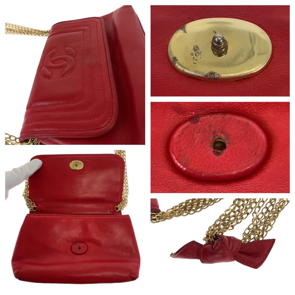 Chanel Chanel Chanel Vintage Mademoiselle Red Lambskin Shoulder Bag Leather Crossbody Bag 405453 in Very Good Condition Size ONE SIZE - 6 Thumbnail