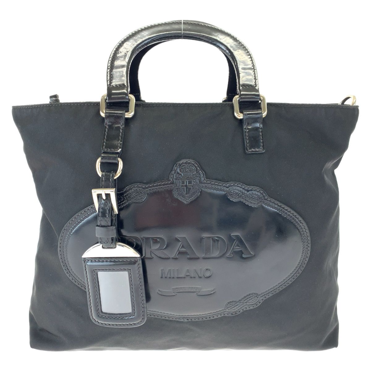 Prada Prada Prada Nylon Tessuto Logo Embossed 2-Way Handbag Canvas Handbag in Very Good Condition Size ONE SIZE - 2 Thumbnail