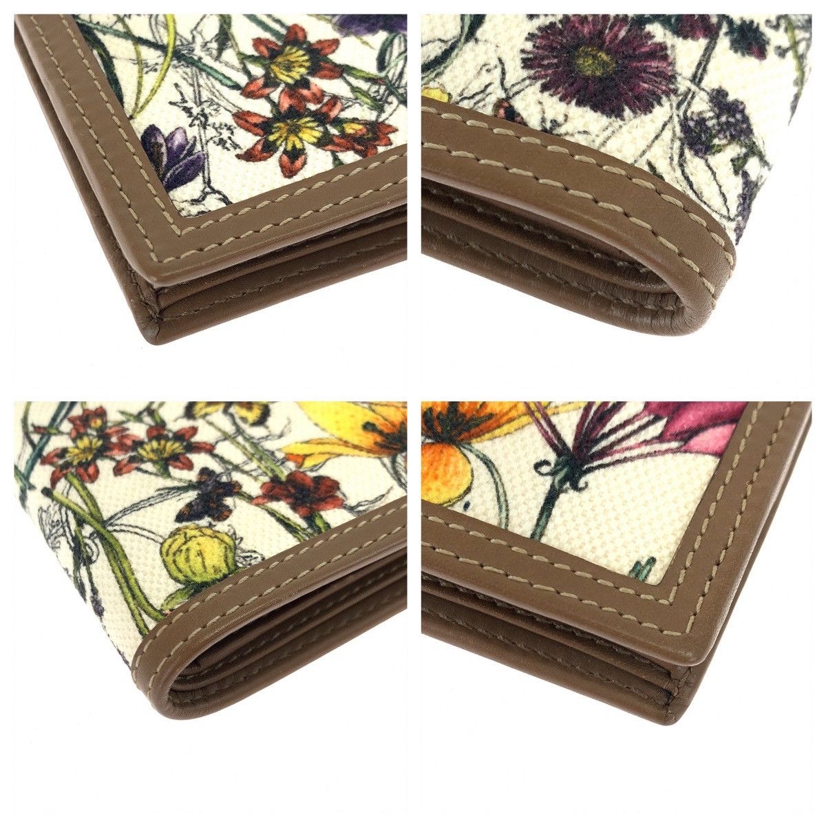 Gucci Gucci Gucci Flora Mini Infinity Canvas/Leather Compact Wallet Canvas Short Wallet 237359 in Great Condition Size ONE SIZE - 4 Thumbnail