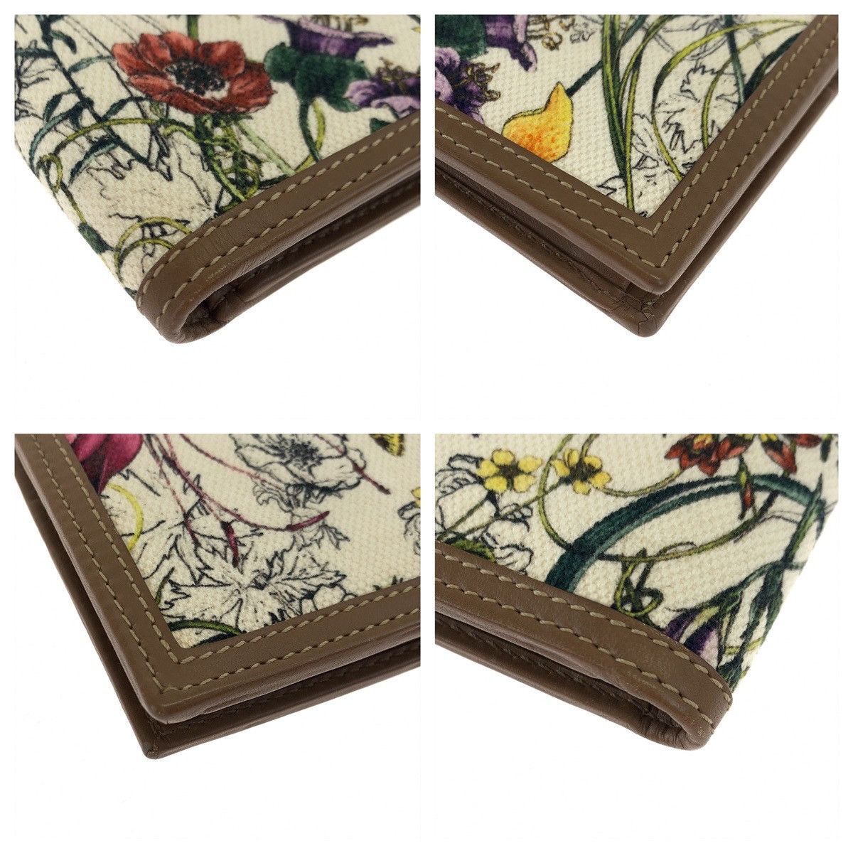 Gucci Gucci Gucci Flora Mini Infinity Canvas/Leather Compact Wallet Canvas Short Wallet 237359 in Great Condition Size ONE SIZE - 3 Thumbnail