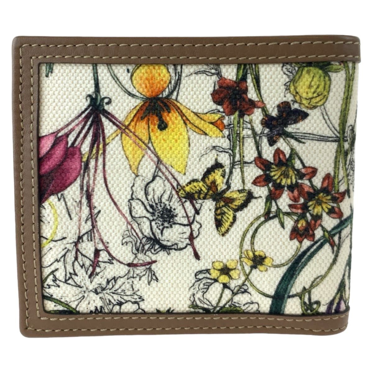 Gucci Gucci Gucci Flora Mini Infinity Canvas/Leather Compact Wallet Canvas Short Wallet 237359 in Great Condition Size ONE SIZE - 2 Thumbnail