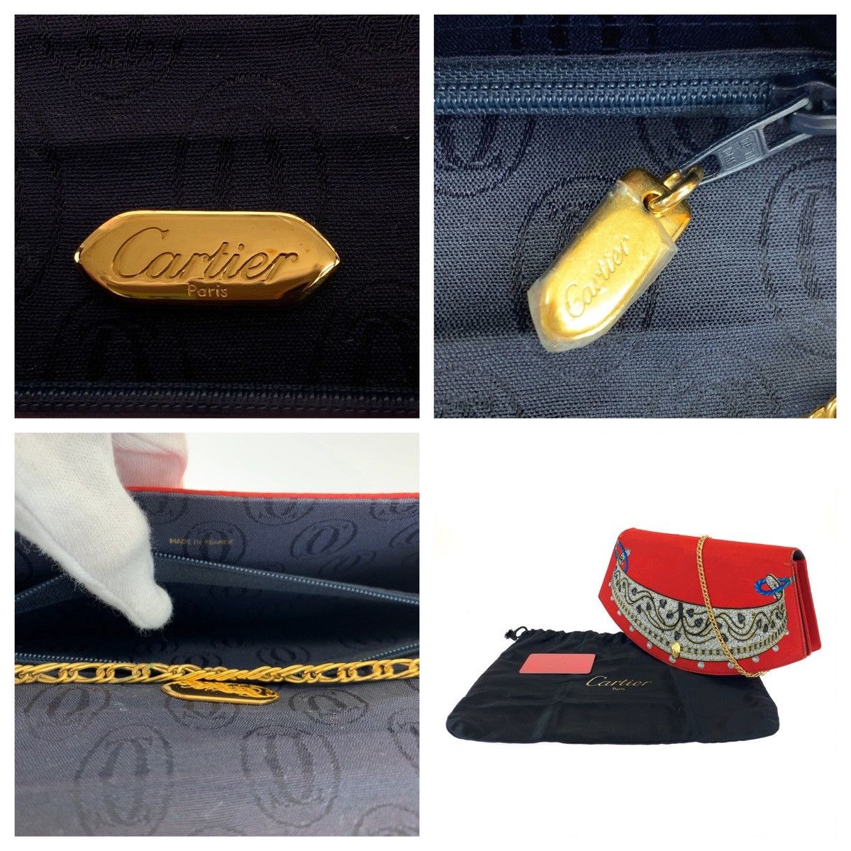 Cartier Cartier Cartier Vintage Silk Jewelry Pattern Chain Shoulder Bag Canvas Crossbody Bag in Very Good Condition Size ONE SIZE - 4 Thumbnail