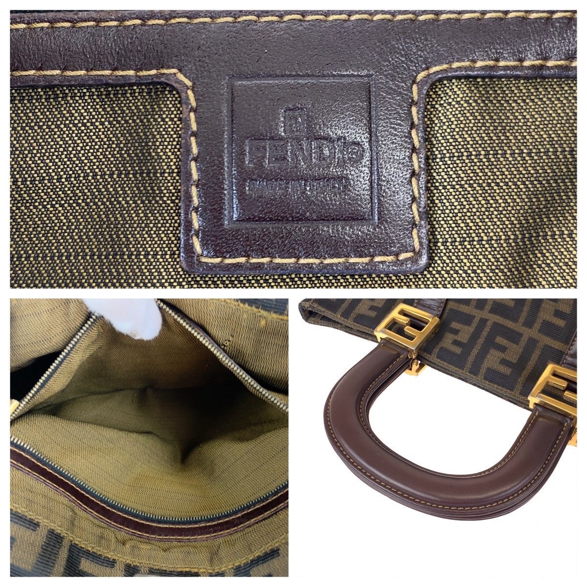 Fendi Fendi Fendi Zucca Canvas Leather Tote Handbag Canvas Tote Bag in Very Good Condition Size ONE SIZE - 5 Thumbnail