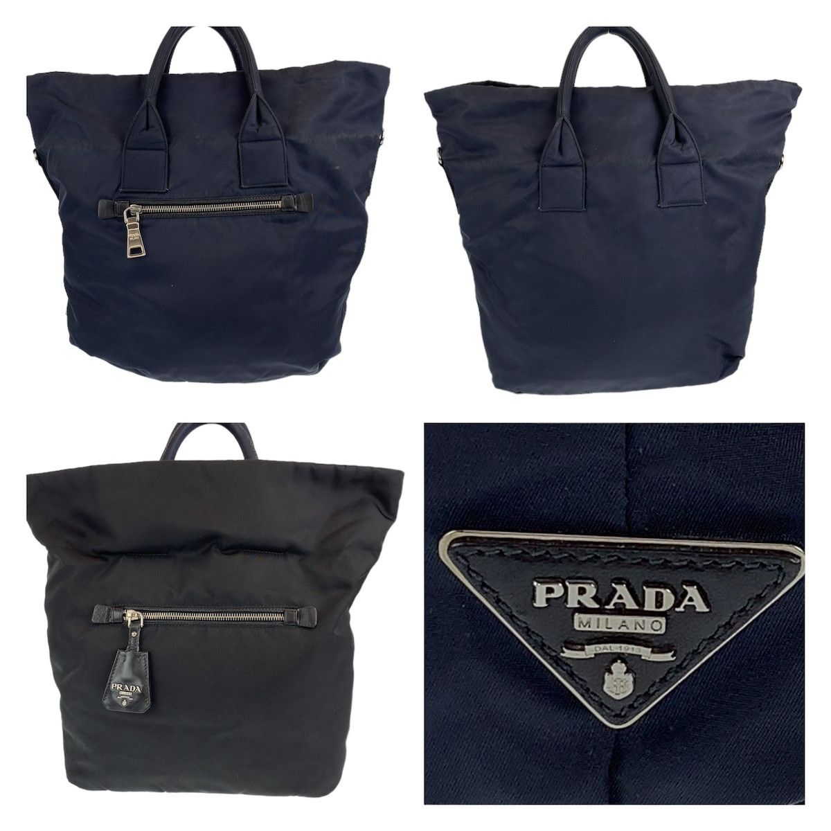 Prada Prada Prada Nylon Tessuto Logo Tote Bag Canvas Tote Bag Size ONE SIZE - 5 Thumbnail
