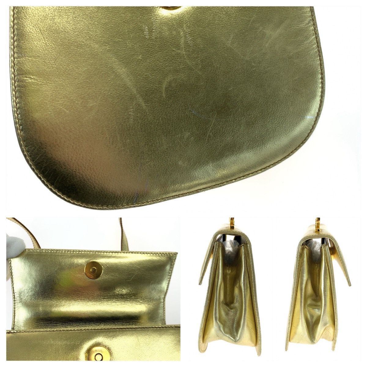 Salvatore Ferragamo Salvatore Ferragamo Salvatore Ferragamo Vintage Gancini Leather/Metallic Leather Shoulder Bag Leather Crossbody Bag P213151 in Very Good Condition Size ONE SIZE - 6 Thumbnail