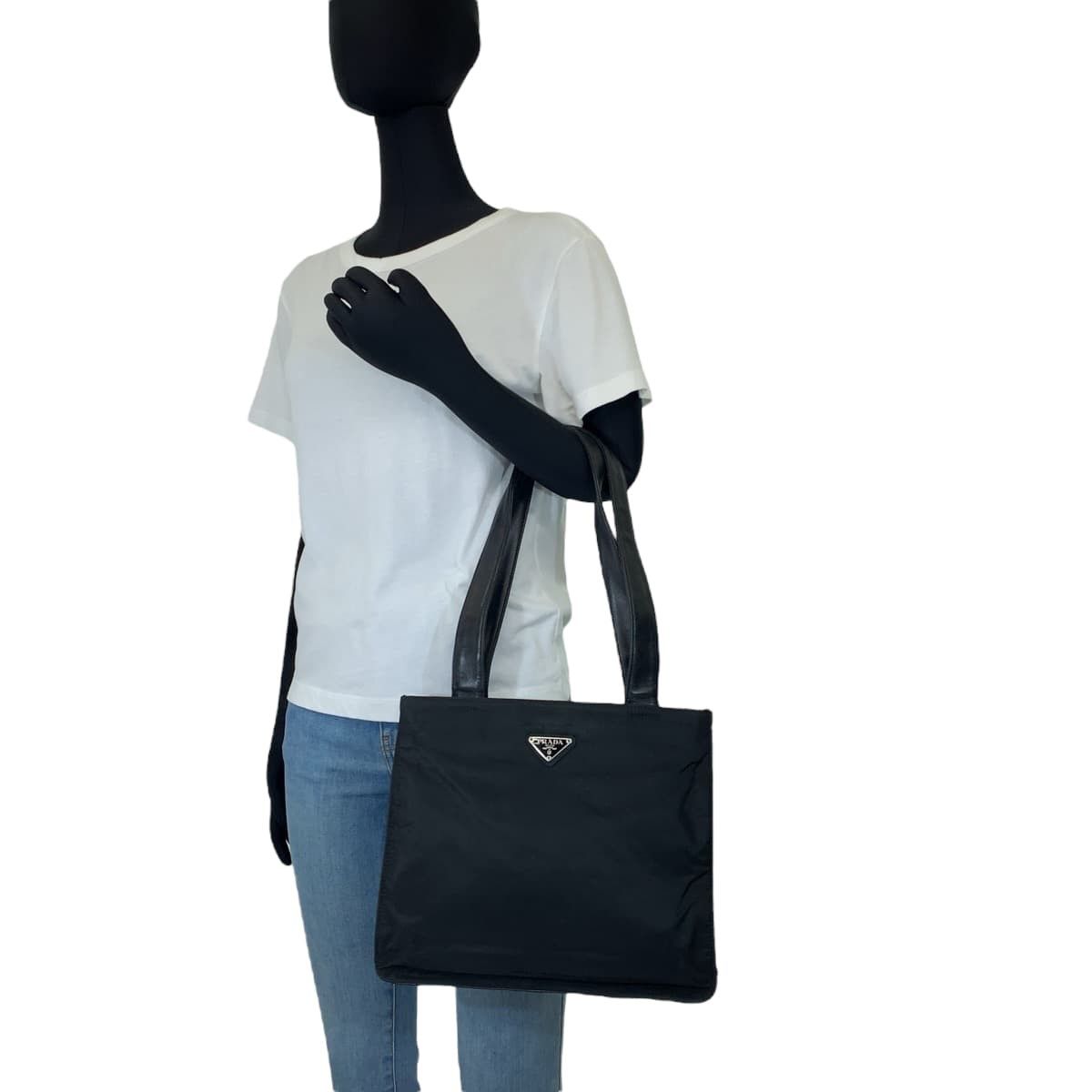 Prada Prada Prada Nylon/Leather Tessuto Triangle Logo Tote Bag Canvas Tote Bag in Very Good Condition Size ONE SIZE - 6 Thumbnail