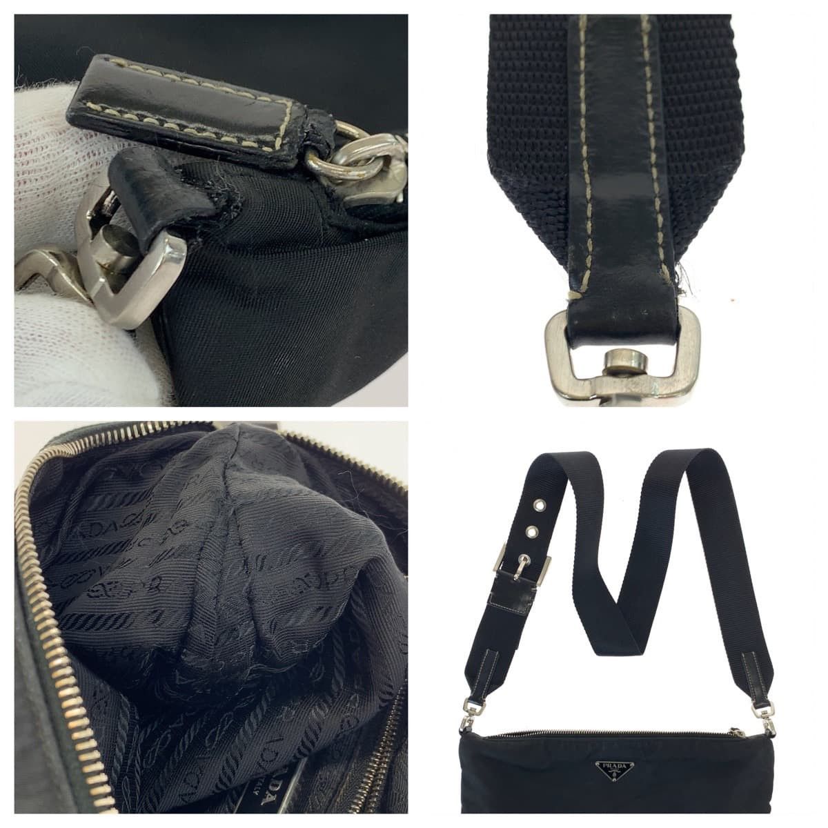 Prada Prada Prada Nylon/Leather Tessuto Triangle Logo Plate Shoulder Bag Canvas Crossbody Bag in Very Good Condition Size ONE SIZE - 5 Thumbnail