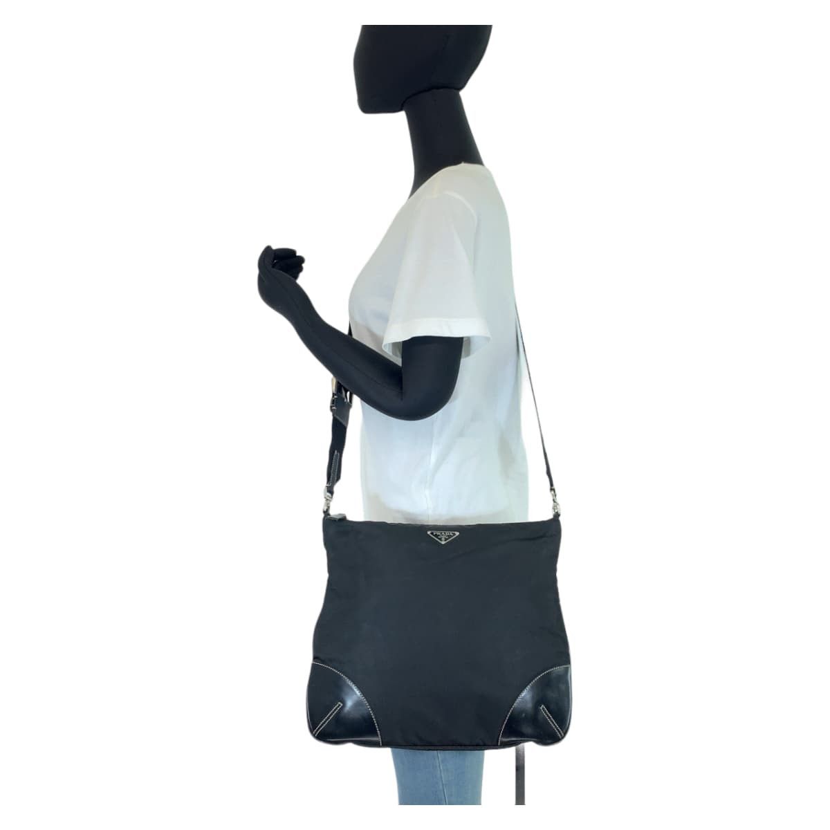 Prada Prada Prada Nylon/Leather Tessuto Triangle Logo Plate Shoulder Bag Canvas Crossbody Bag in Very Good Condition Size ONE SIZE - 7 Thumbnail