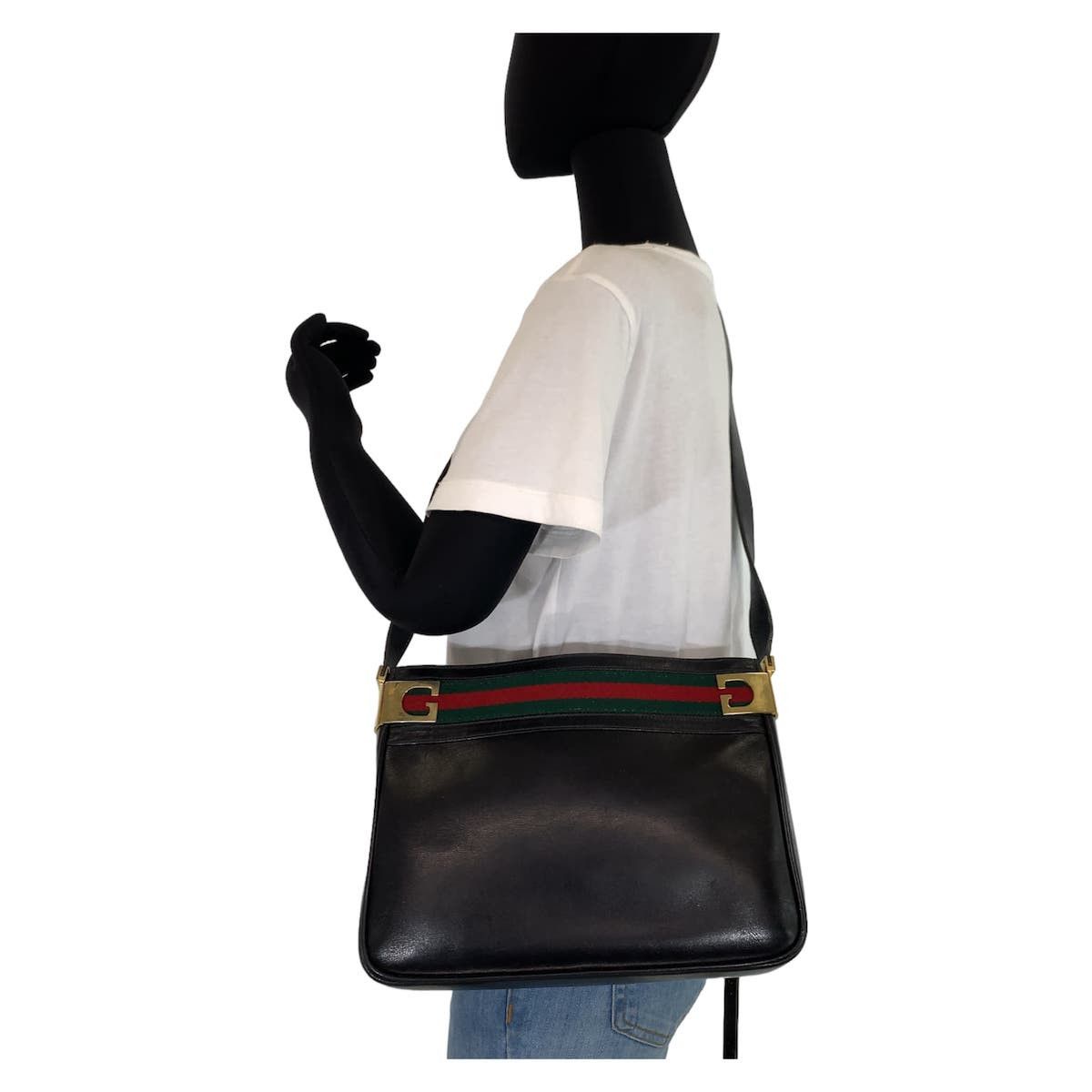 Gucci Gucci Gucci Vintage Black Leather Shoulder Bag 405748 Leather Crossbody Bag 405748 in Very Good Condition Size ONE SIZE - 7 Thumbnail