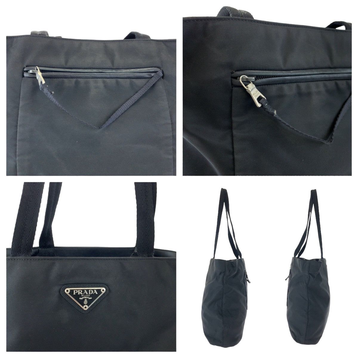 Prada Prada Prada Nylon Tessuto Triangle Logo Tote Bag B9711 Canvas Tote Bag B9711 in Very Good Condition Size ONE SIZE - 6 Thumbnail