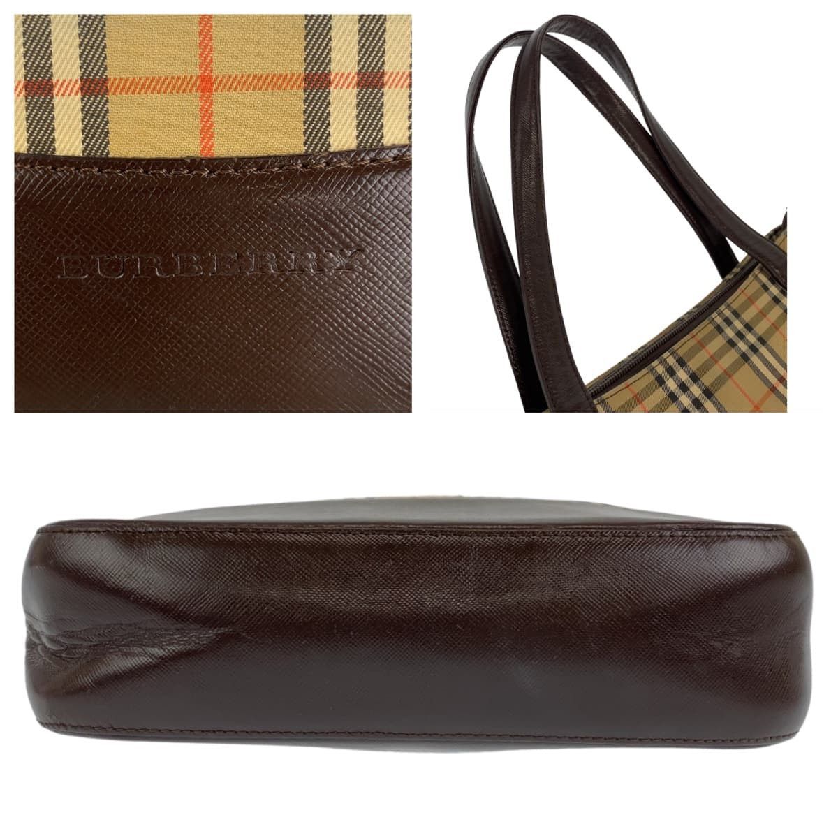 Burberry Burberry Burberry Nova Check Canvas/Leather Tote Bag Canvas Tote Bag in Very Good Condition Size ONE SIZE - 9 Thumbnail