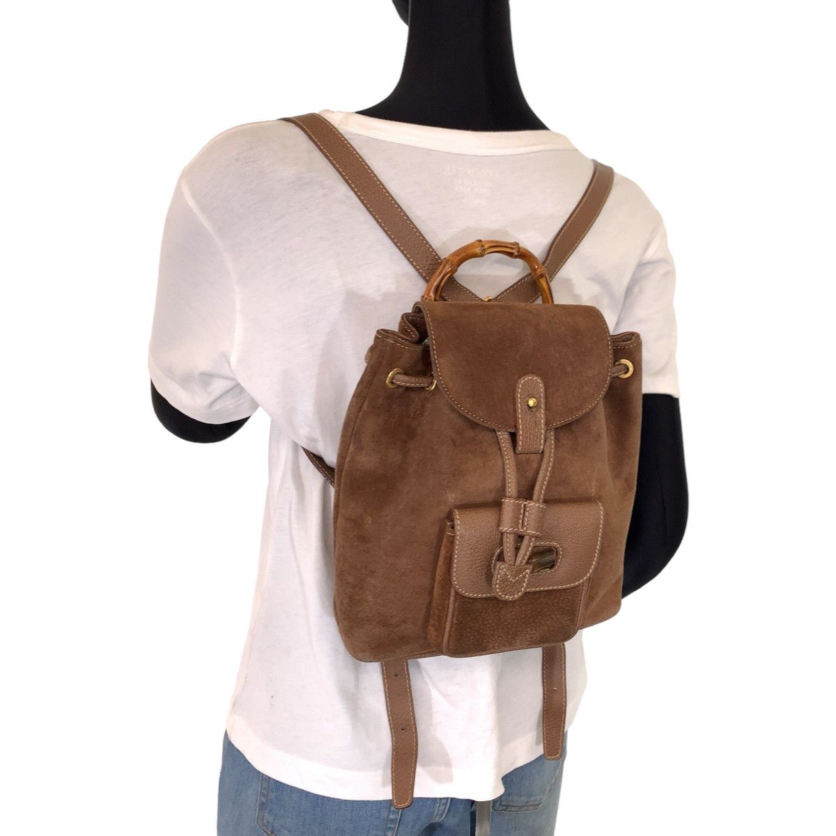 Gucci Gucci Gucci Suede Bamboo Backpack 00334440030 Leather Backpack 00334440030 in Very Good Condition Size ONE SIZE - 7 Thumbnail
