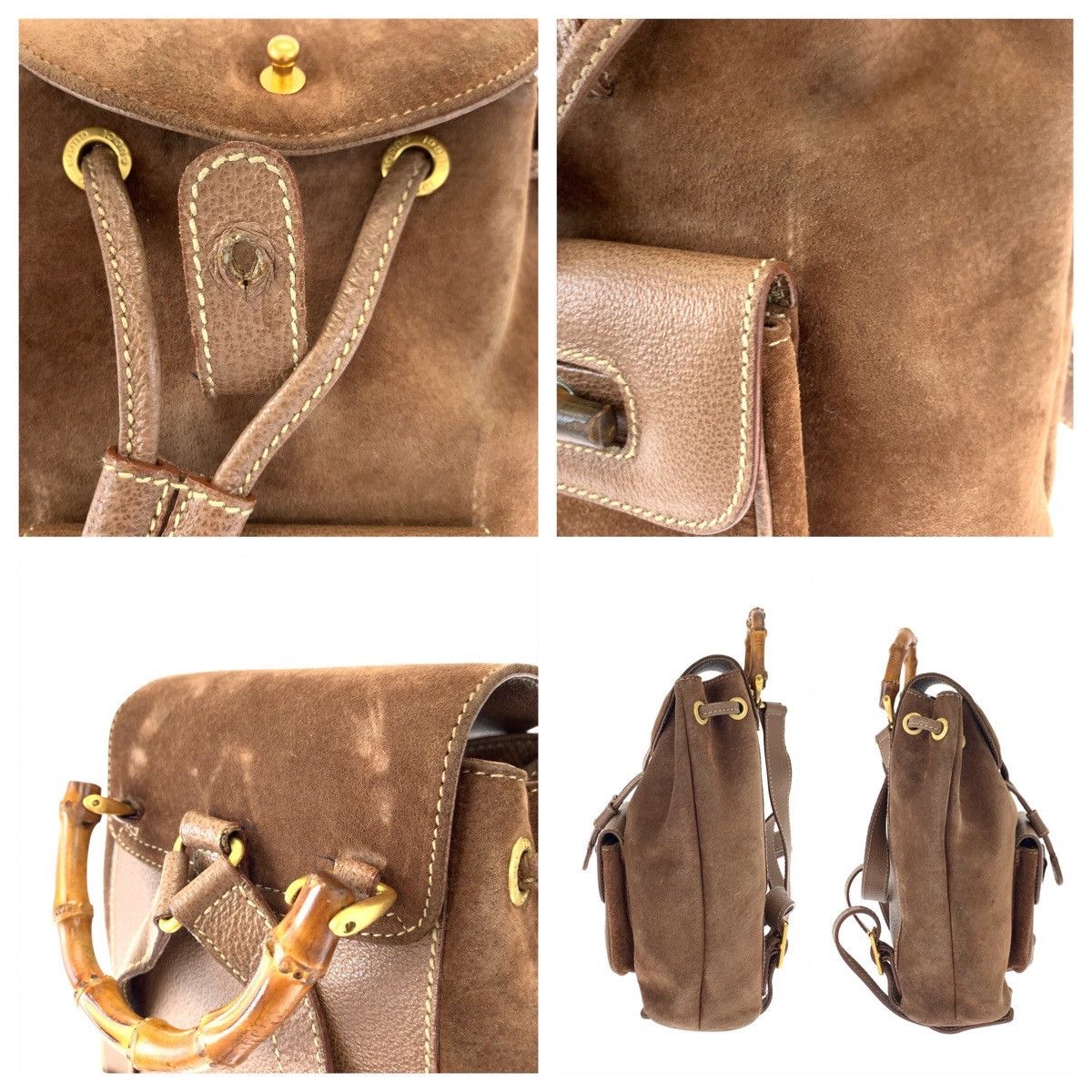 Gucci Gucci Gucci Suede Bamboo Backpack 00334440030 Leather Backpack 00334440030 in Very Good Condition Size ONE SIZE - 6 Thumbnail