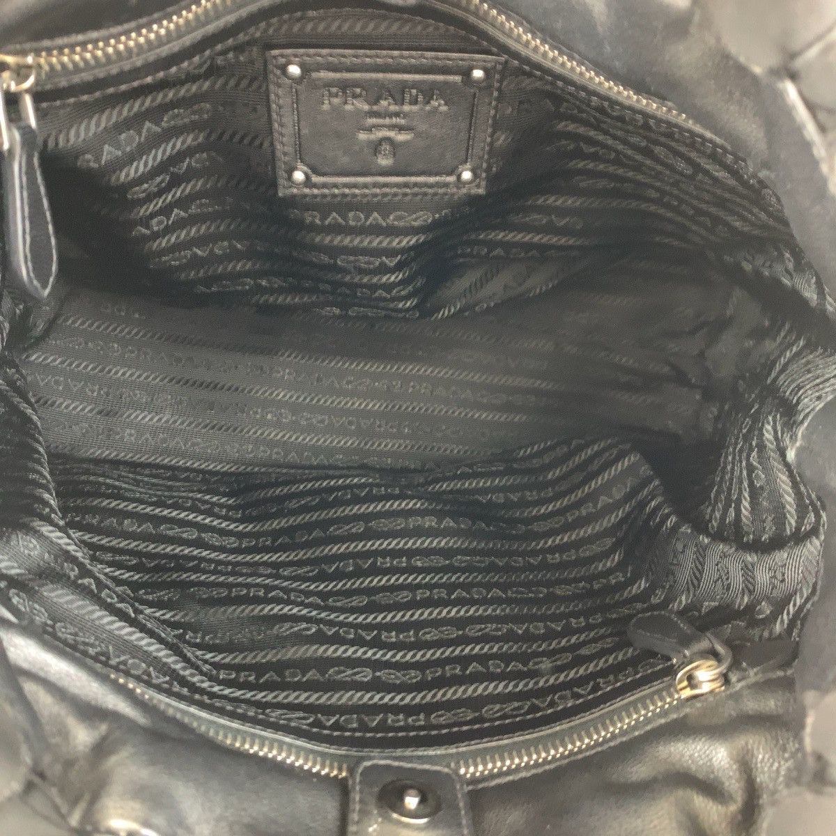 Prada Prada Prada Tessuto Frill Nylon Tote Bag Black Canvas Tote Bag in Very Good Condition Size ONE SIZE - 9 Thumbnail