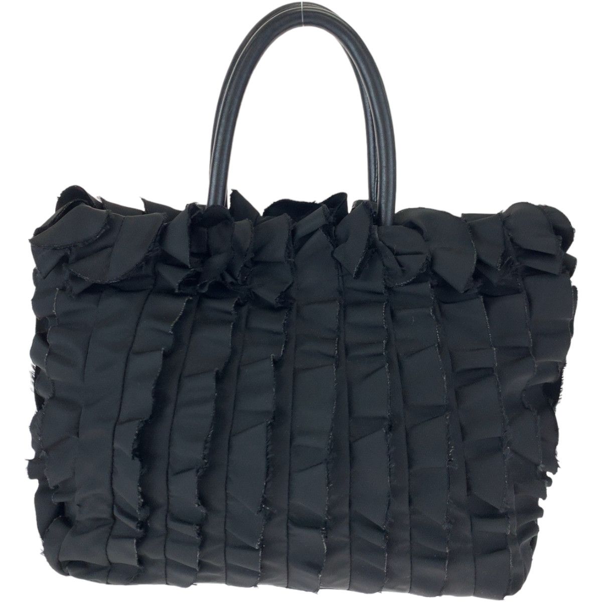 Prada Prada Prada Tessuto Frill Nylon Tote Bag Black Canvas Tote Bag in Very Good Condition Size ONE SIZE - 2 Thumbnail